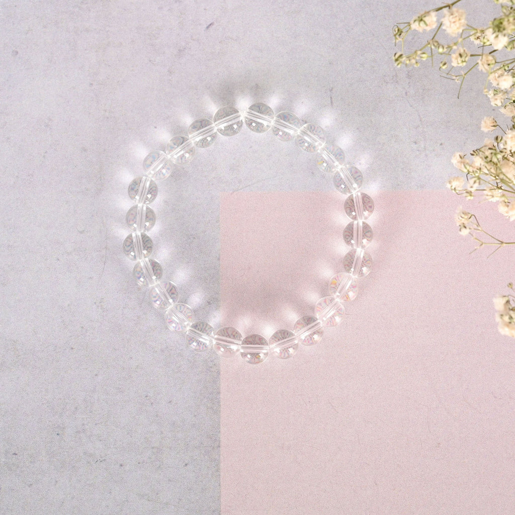 NVR Men & Women Transparent Beaded Elasticated Bracelet | Grab2Buy