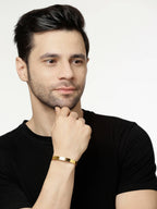 NVR Men Gold Stainless Steel Cuff Bracelet | Grab2Buy