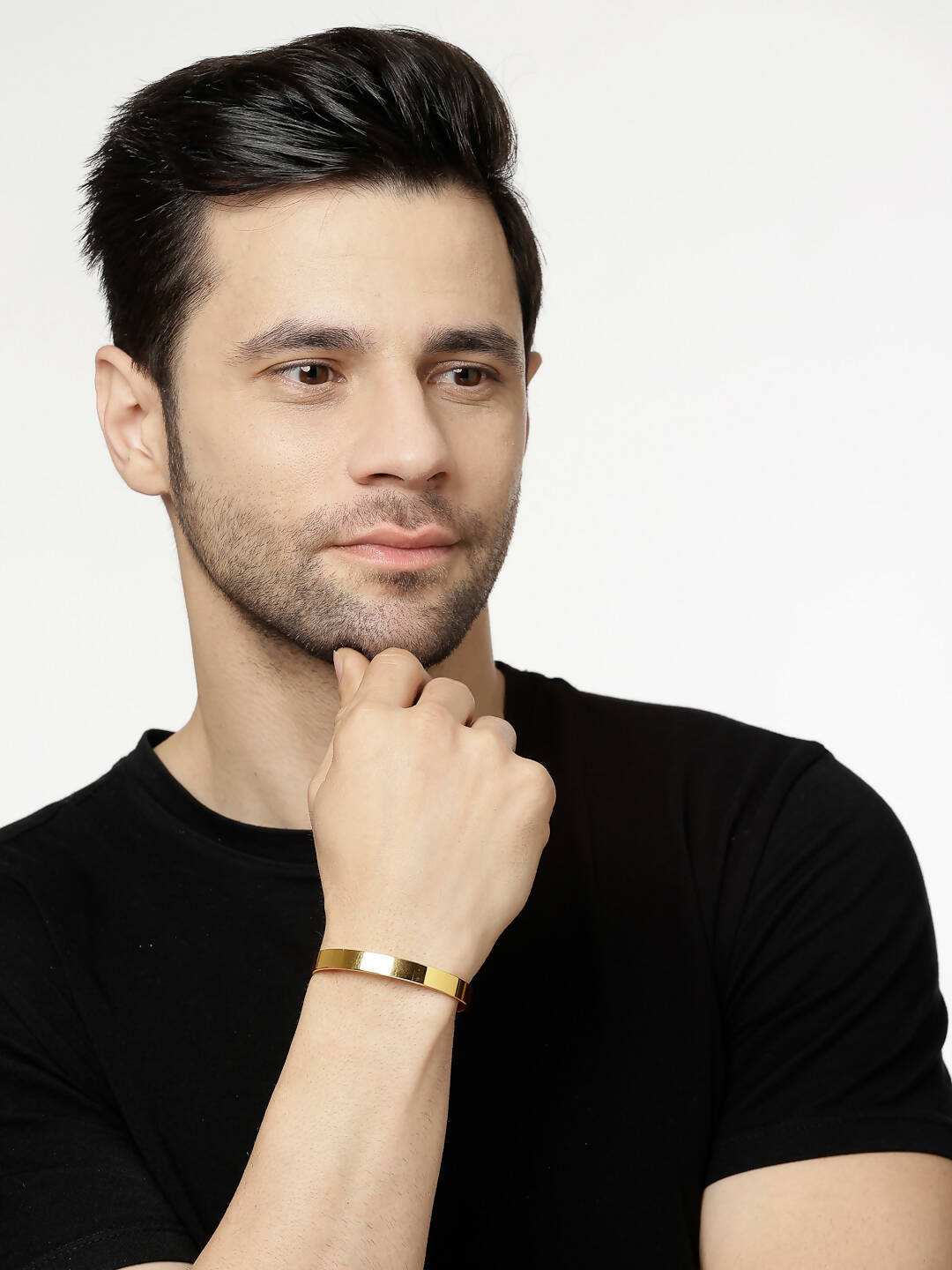 NVR Men Gold Stainless Steel Cuff Bracelet | Grab2Buy