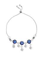 VOJ Set Of 2 Silver Plated Evil Eye Handcrafted Anklets