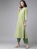 Yufta Green Printed Kurta With Trouser | Grab2Buy