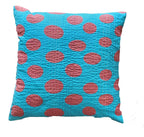 The Decor Nook Turquoise Blue Base With Red Circles Print Cushion Cover | Grab2Buy