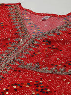 Yufta Women Red Bandhani Printed Kurta | Grab2Buy