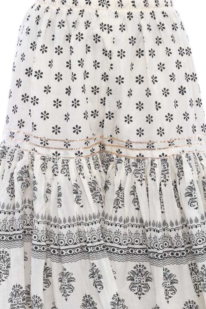 Mominos Fashion Cotton Block Print With Lace Work Off White Palazzo | Grab2Buy