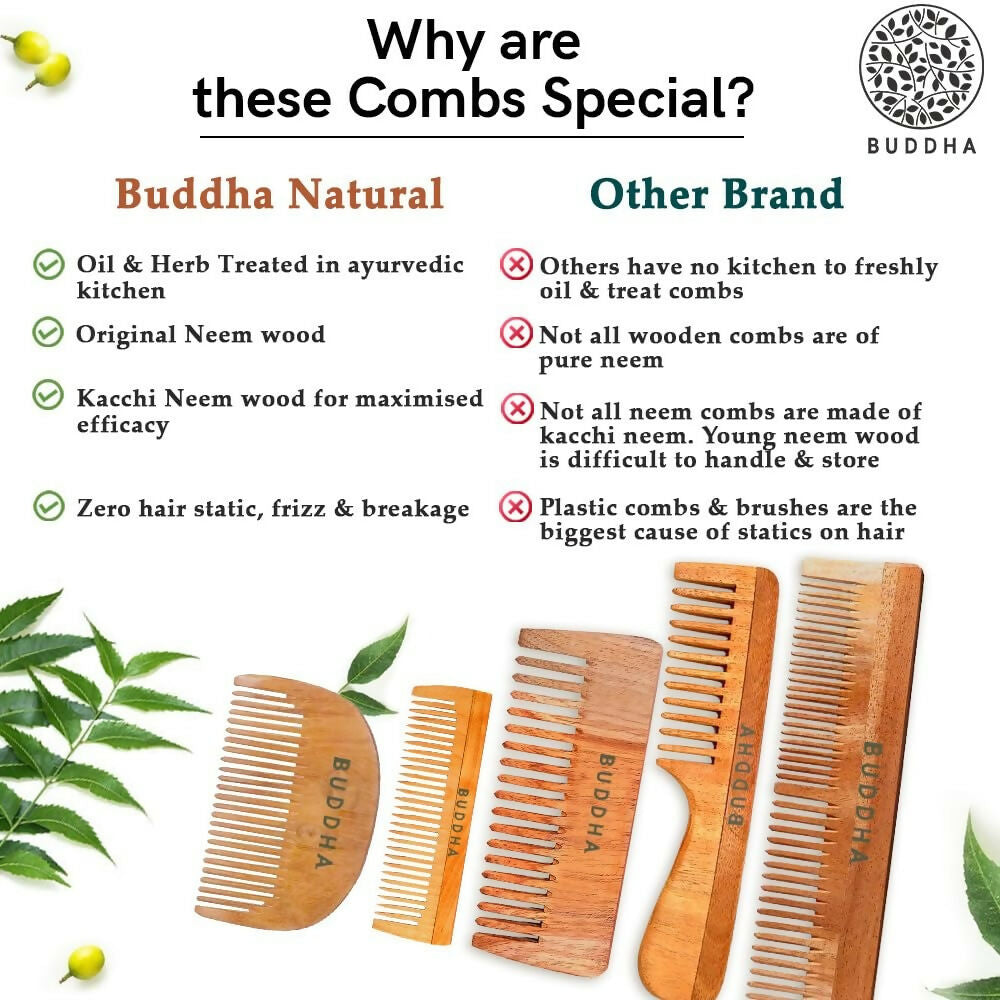 Buddha Natural Baby Comb with Handle - Kacchi Neem Wood | Grab2Buy