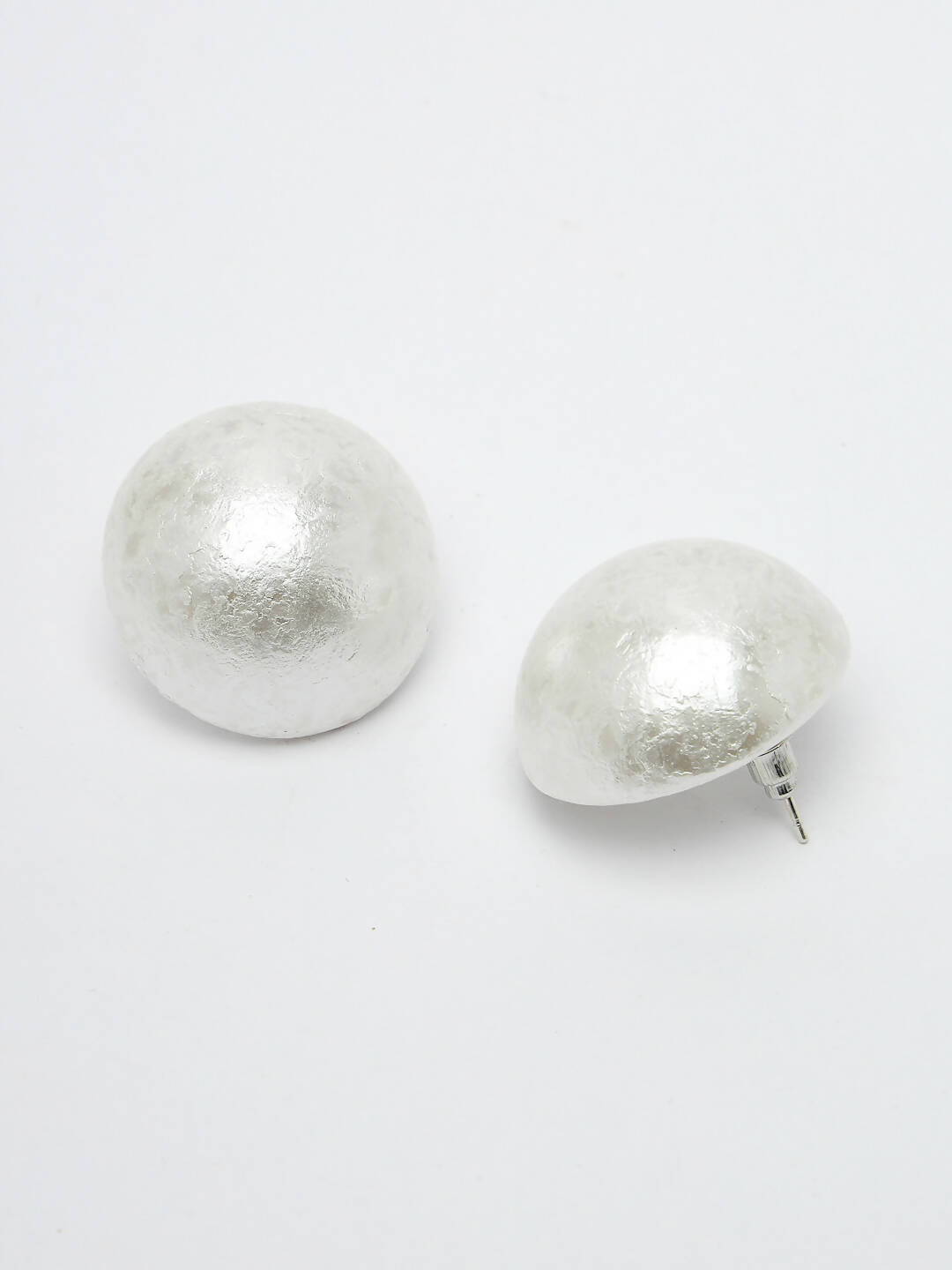 NVR Women's White Color Circular Moon Stud Earrings | Grab2Buy