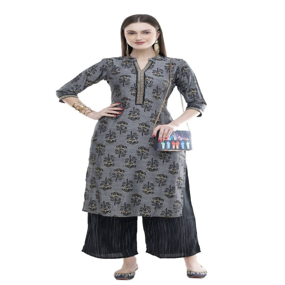 Lagi Women's Black Rayon Straight Printed Kurta & Palazzo (MRP102) | Grab2Buy
