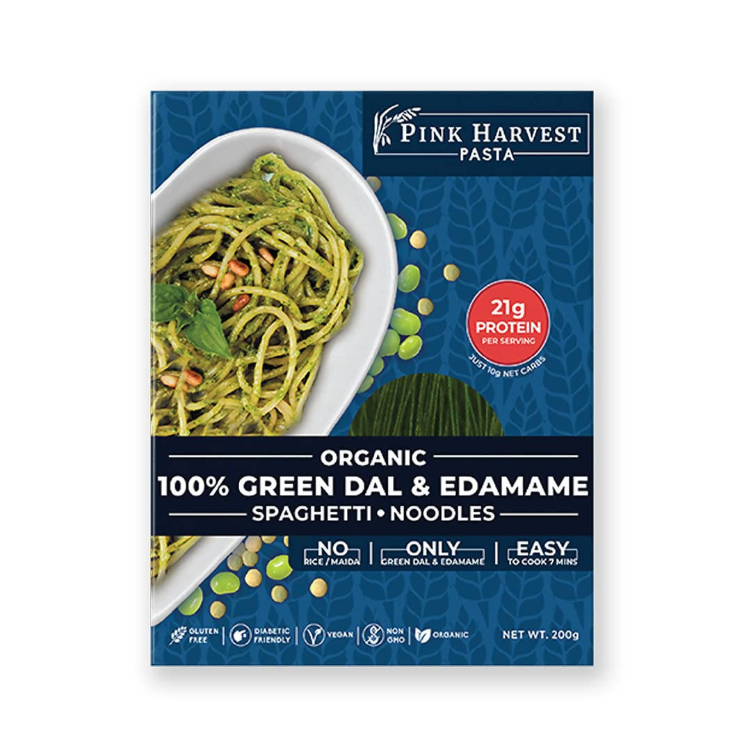 Pink Harvest Organic 100% Green Dal & Edamame Spaghetti Noodles | Grab2Buy