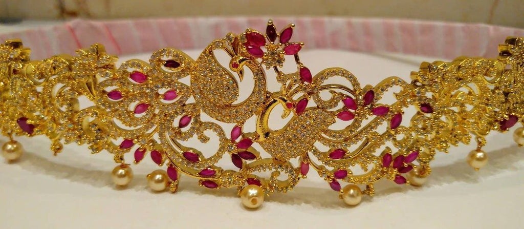 AD Ruby Peacock Bridal Waist Belt | Grab2Buy