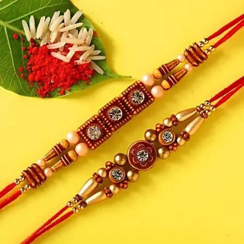 2 Stone Work Rakhis and Choco Swiss Gloriette Luxury Box | Grab2Buy