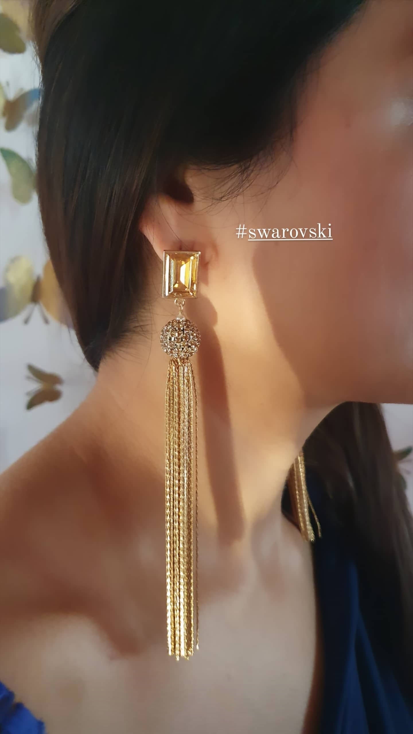 Bling Accessories Swarovski Golden Shadow Earrings | Grab2Buy