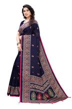 Vamika Blue Jute Silk Mirror Work Saree | Grab2Buy
