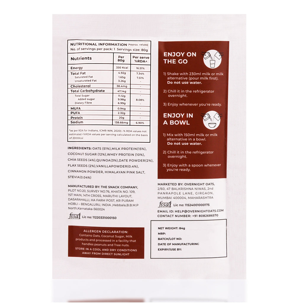 OverNightOats Chocolate Chip | Grab2Buy