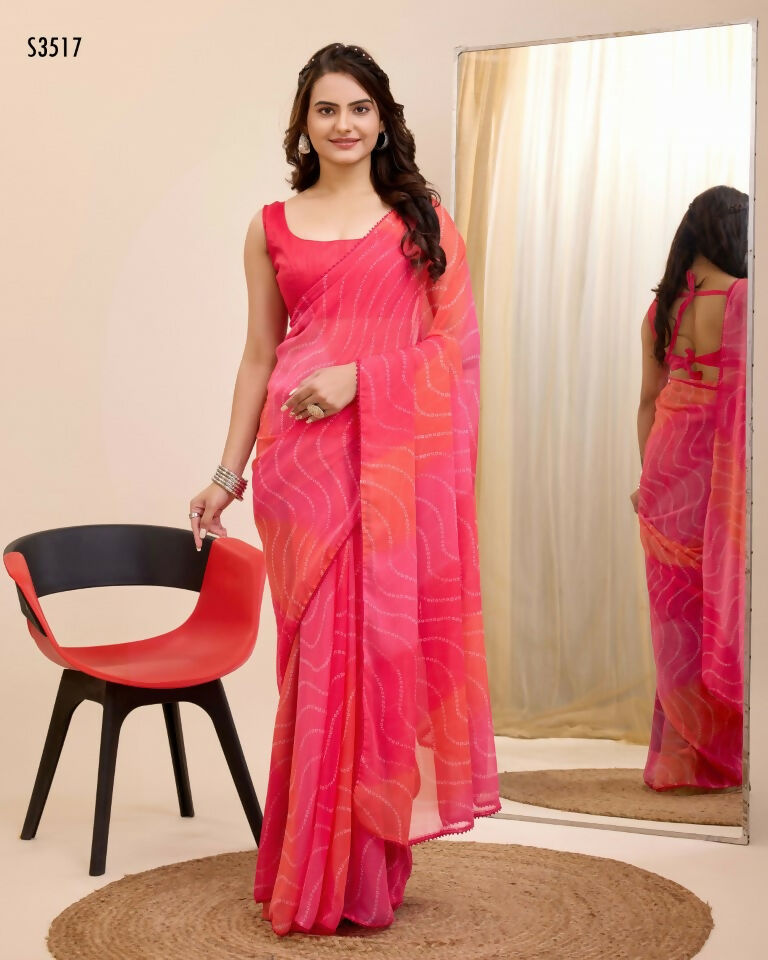 Gajri Georgette Designer Printed Ready To Wear Saree - Ibiza | Grab2Buy