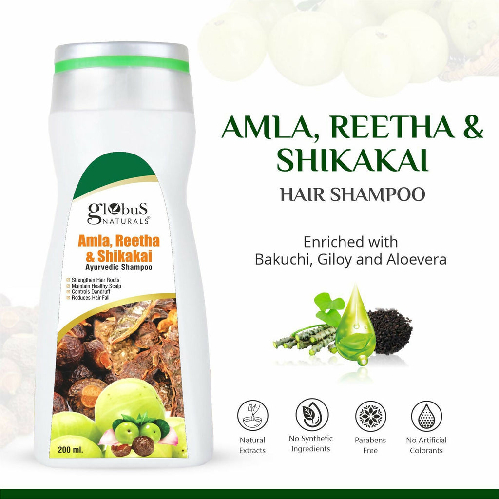 Globus Naturals Amla Reetha Shikakai Shampoo | Grab2Buy