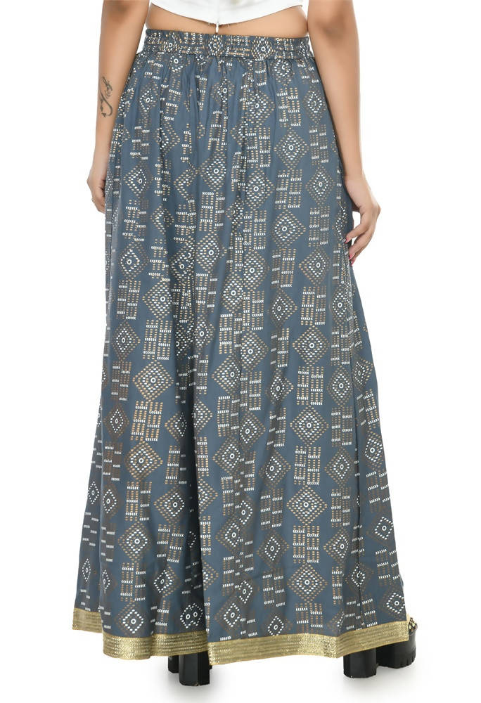 Mominos Fashion Moeza Cotton Grey Printed Lehenga (Lancha) | Grab2Buy