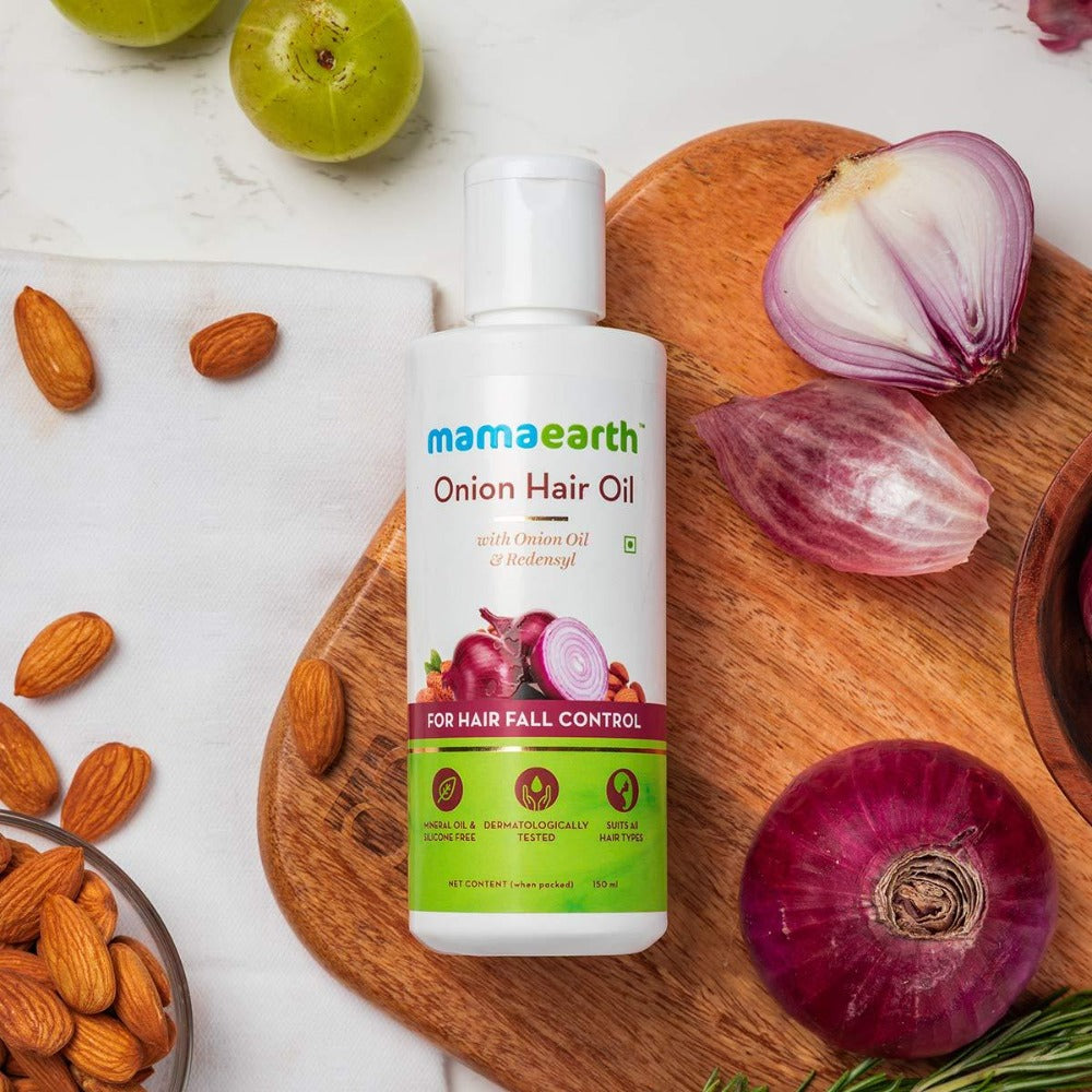 Mamaearth Onion Hair Oil With Onion & Redensyl For Hair Fall Control | Grab2Buy