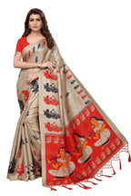 Vamika Chiku & Red Kalamkari With Jhalar Khadi Silk Saree | Grab2Buy