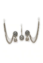 Mominos Fashion Johar Kamal Bahubali Silver Colour Earrings With Tikka | Grab2Buy