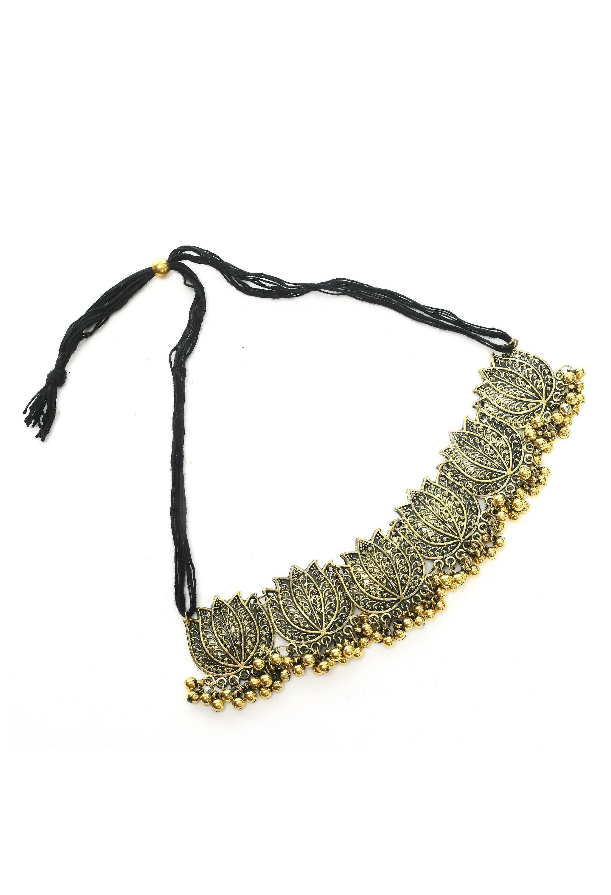 Mominos Fashion Johar Kamal Gold-Polished Brass Finish Lotus Design Choker For Women | Grab2Buy