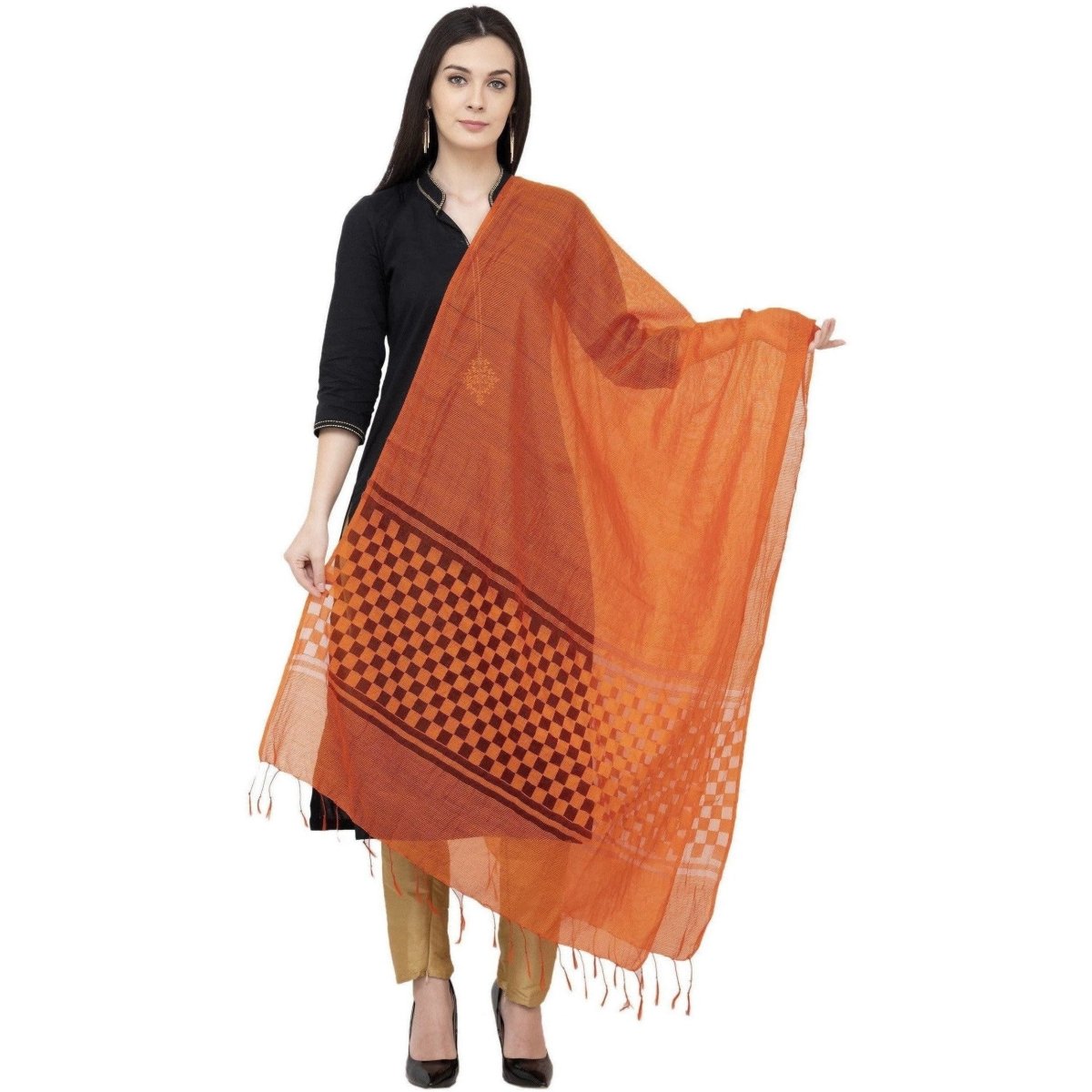 A R Silk Buta Cutting Regular Dupatta Color Orange Dupatta or Chunni | Grab2Buy