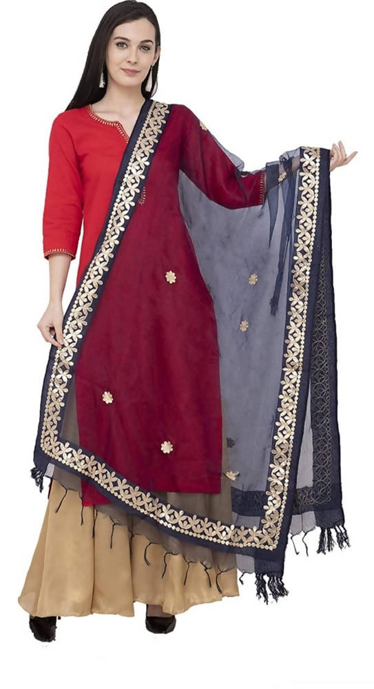 Mominos Fashion Navy Blue Orgenza Gotta Patti Dupatta | Grab2Buy