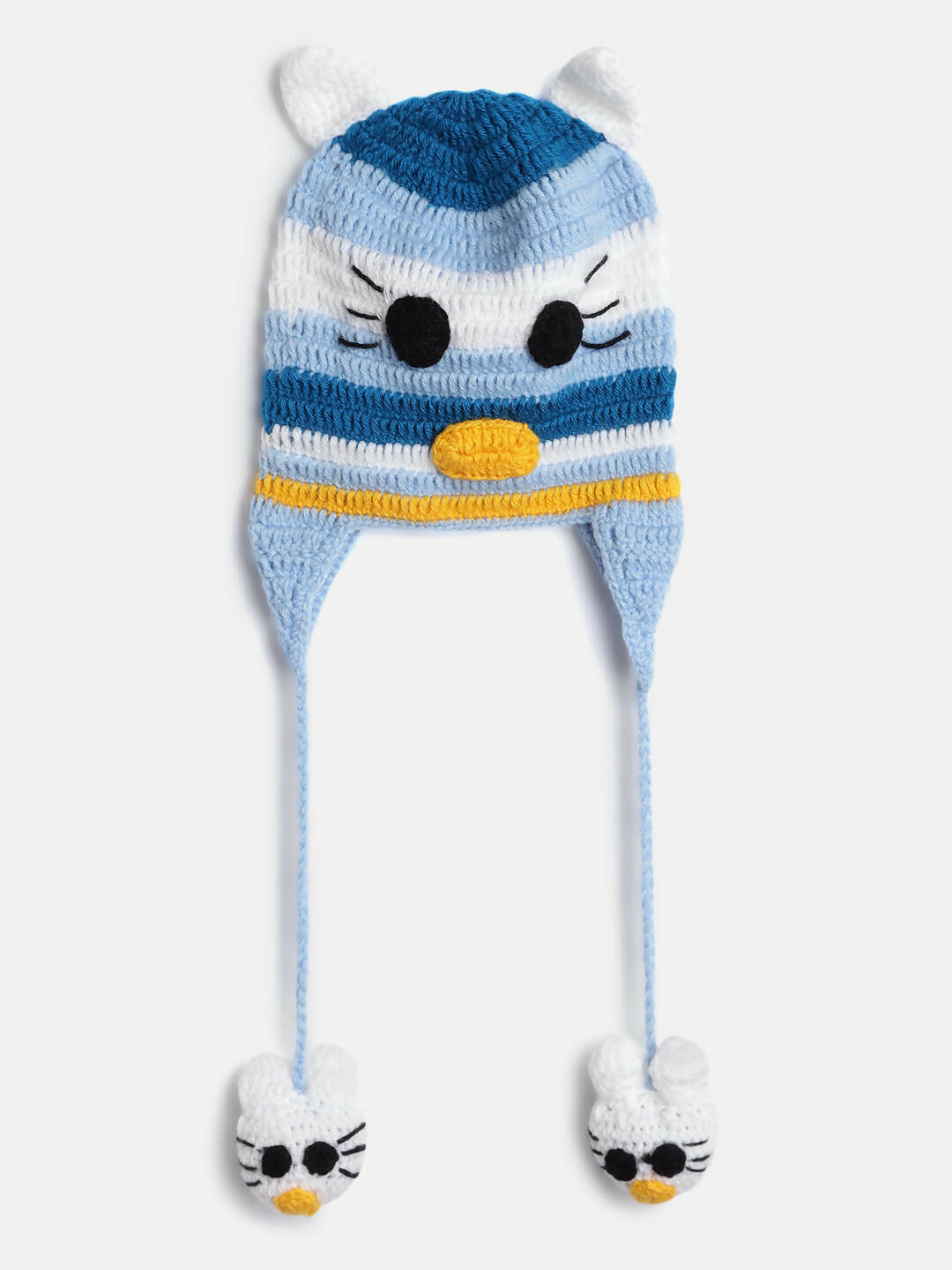 Chutput Kids Woollen Hand Knitted Cat Detail Cap - Blue | Grab2Buy