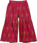 Ahalyaa Magenta Cotton Printed Kids Kurta Sharara Set With Dupatta For Girls | Grab2Buy