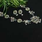 Mominos Fashion Johar Kamal Oxidised Silver-Plated Brass Finish Long Necklace For Women (Silver)