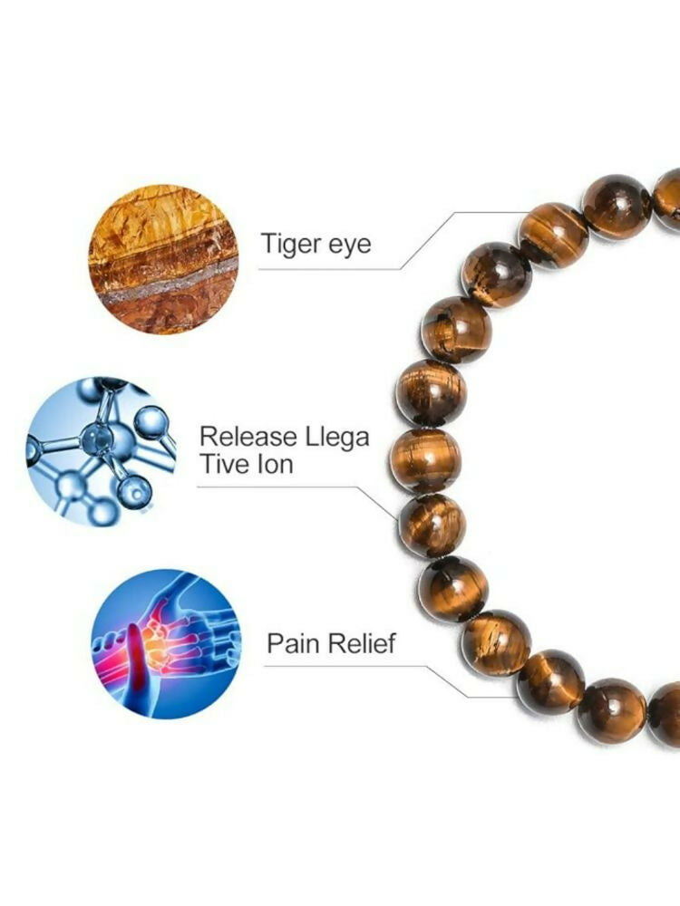 NVR Natural Tiger Eye Mens Adjustable Bracelet | Grab2Buy