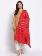 Myshka Women's Red Cotton Silk Printed Casual Dupatta | Grab2Buy