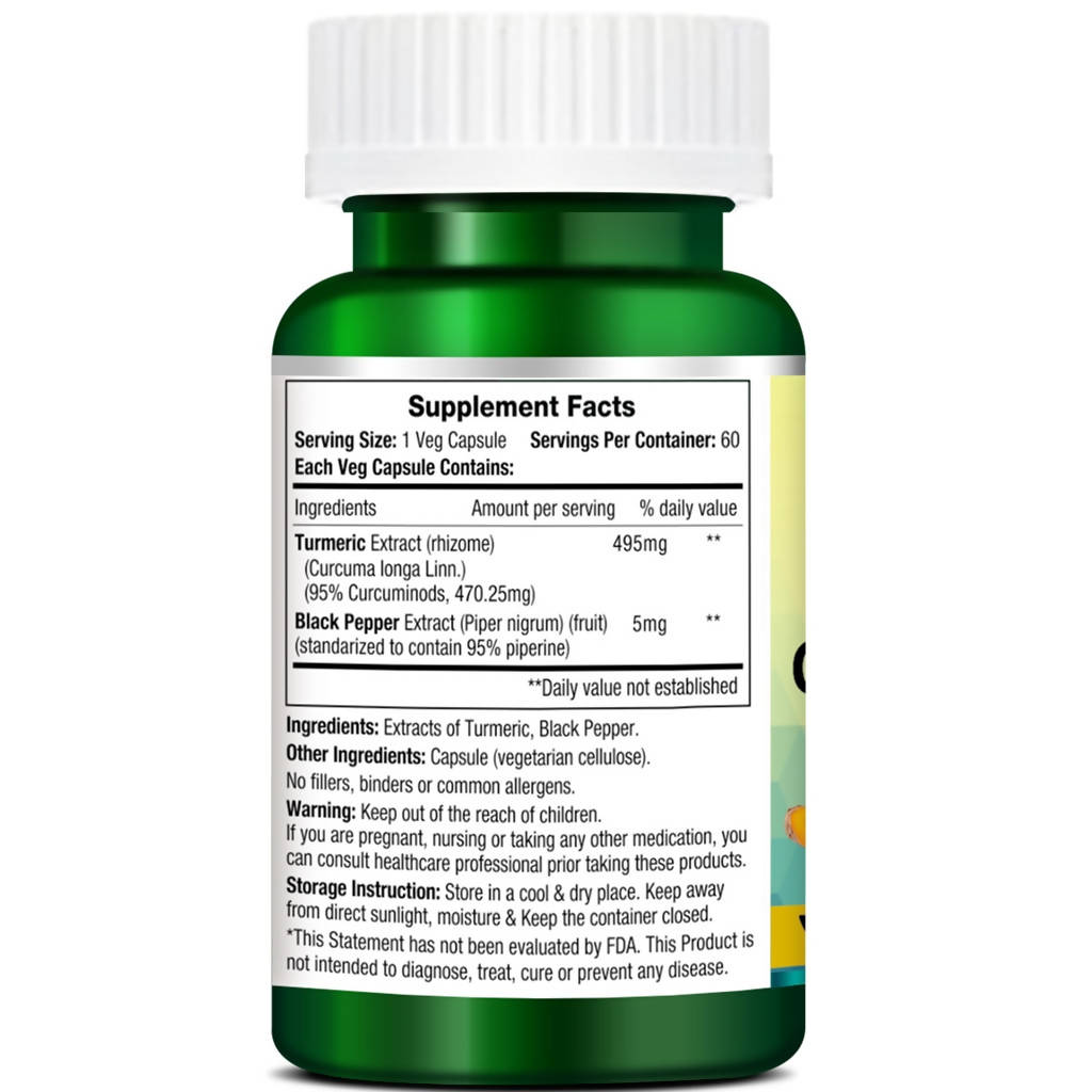 Morpheme Remedies Turmeric Curcumin 95% Veg Capsules | Standardized Extract, 60 Caps