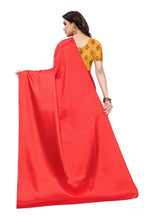 Vamika Plain Red Satin Saree (SATIN GLORY RED) | Grab2Buy