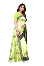 Vamika Parrot Green Crepe Embroidery Saree (Nirali Pista) | Grab2Buy