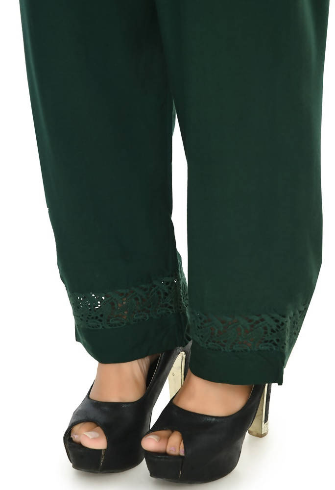 Mominos Fashion Moeza Reyon Cotton Bottle Green Straight Palazzo | Grab2Buy