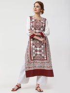 Cheera Kurta With Chikankari Palazzo & Embroidered Dupatta Set (CH092KPD) | Grab2Buy