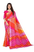 Vamika Pink and Orange Linen Satin Border Saree | Grab2Buy