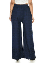 Mominos Fashion Moeza Reyon Cotton Navy Blue Chikan Work Palazzo | Grab2Buy