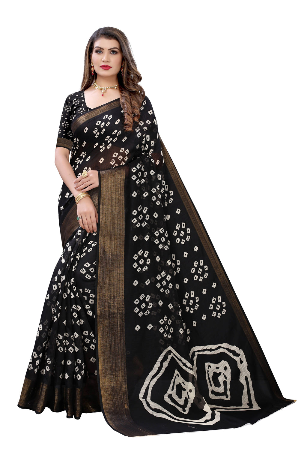 Vamika Black Linen Jari Border Saree (RADHIKA BLACK) | Grab2Buy