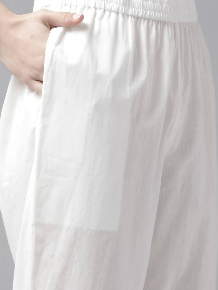 Yufta Women Blue And White Embroidered Kurta with Trouser & With Dupatta | Grab2Buy