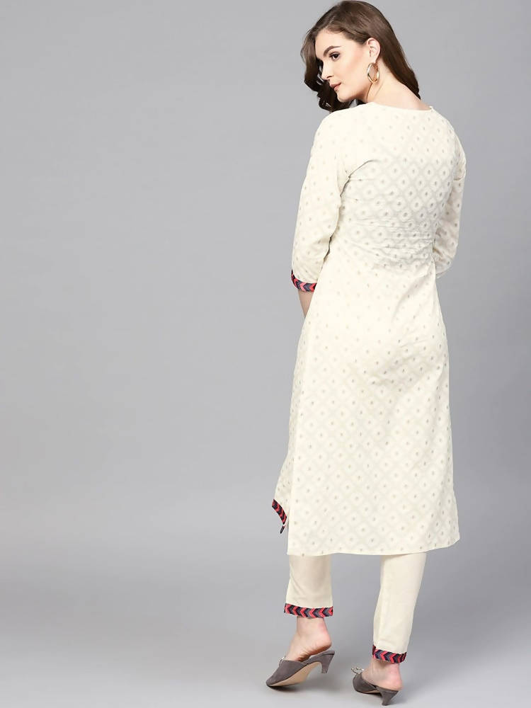 Yufta Women Off-White Printed Kurta with Trouser | Grab2Buy