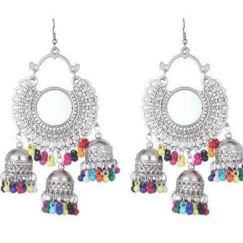 MS Fashion India Half Moon Design Mirror Kashmiri Jhumka Earrings | Grab2Buy