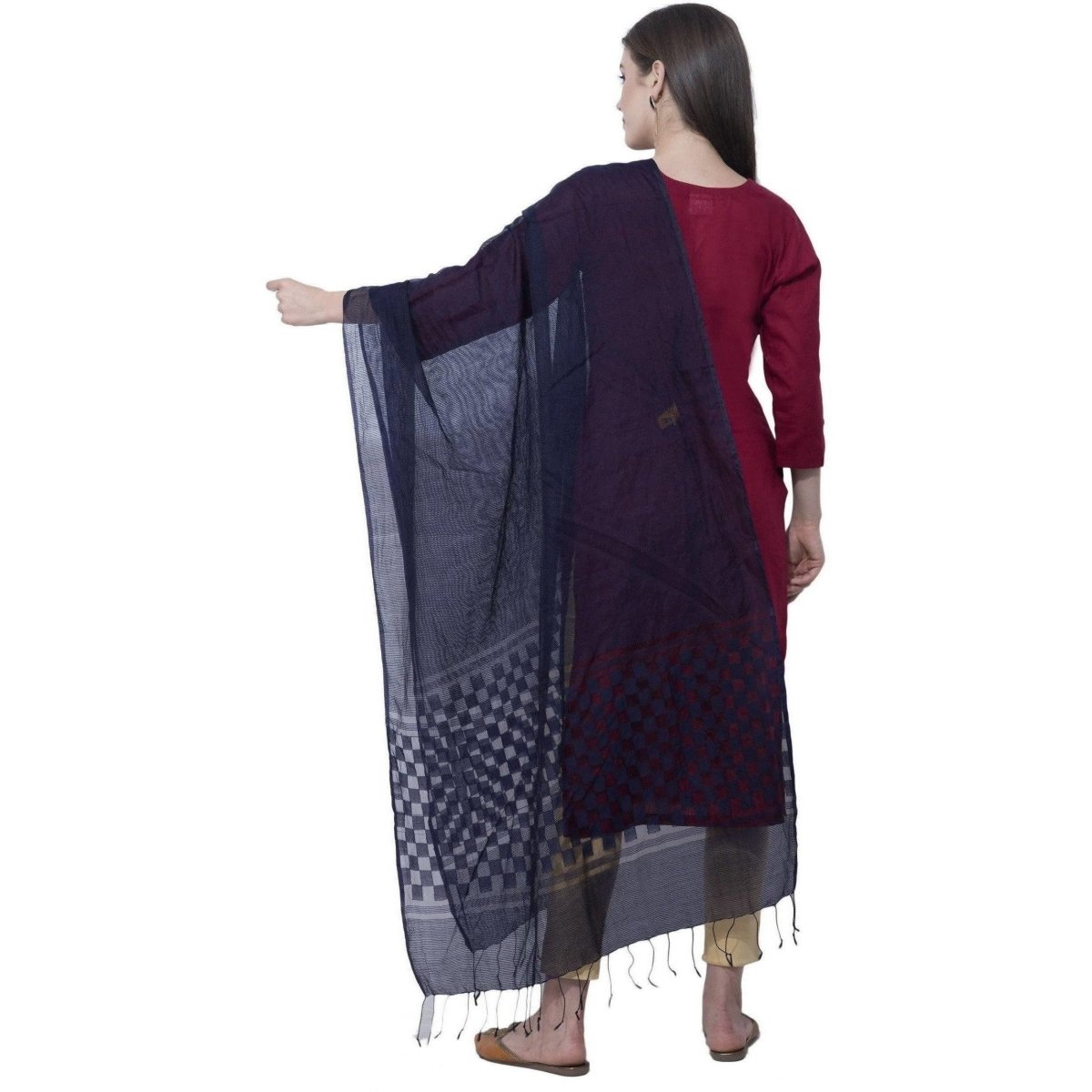 A R Silk Navy Blue Color Buta Cutting Dupattas and Chunnis | Grab2Buy