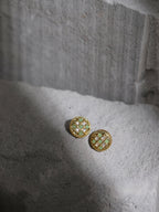 Gold-Toned Green Contemporary Gold-Polished Studs Earrings - Ruby Raang | Grab2Buy
