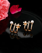 VOJ Gold-Polished Crystal Studded Stud Earrings | Grab2Buy