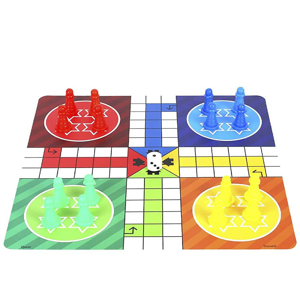 Skoodle Quest Centurion 5 Double Sided 100 Classic Family Board Games Collection 3D Box for Adults & Kids Chess, Ludo, Checkers & More - Age 3+Years | Grab2Buy