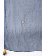 Yufta Women Blue Bandhani Printed Embroidered Detail Cotton Kurta with Trouser & Dupatta | Grab2Buy