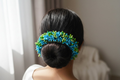 Blue & Green Bridal Pollens Gajra | Grab2Buy