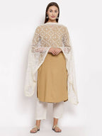 Myshka Women's White Net Solid Casual Dupatta | Grab2Buy