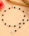 VOJ Set of 2 Silver Plated With Black Beads Anklet | Grab2Buy